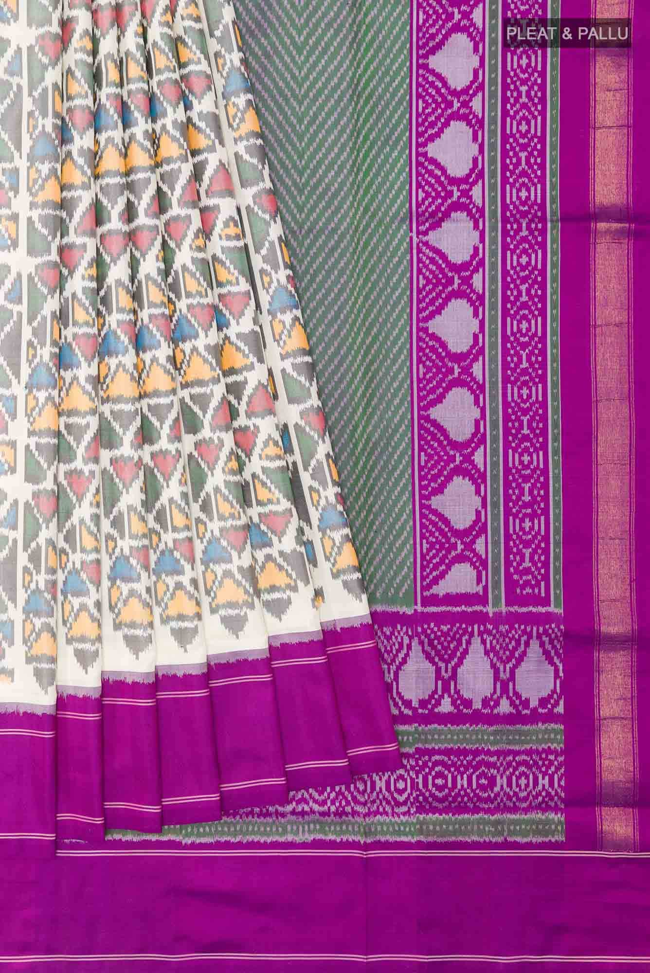 Off White Pochampally Silk Saree