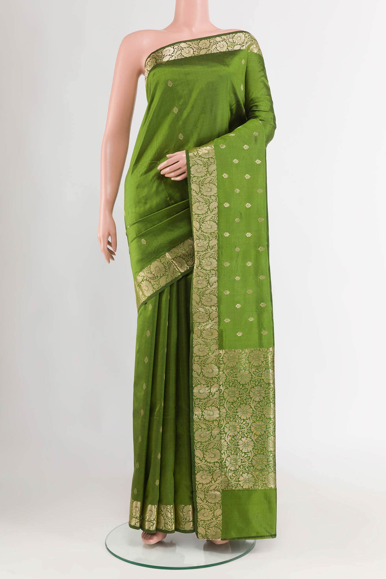 Green Banarasi Katan Silk Saree