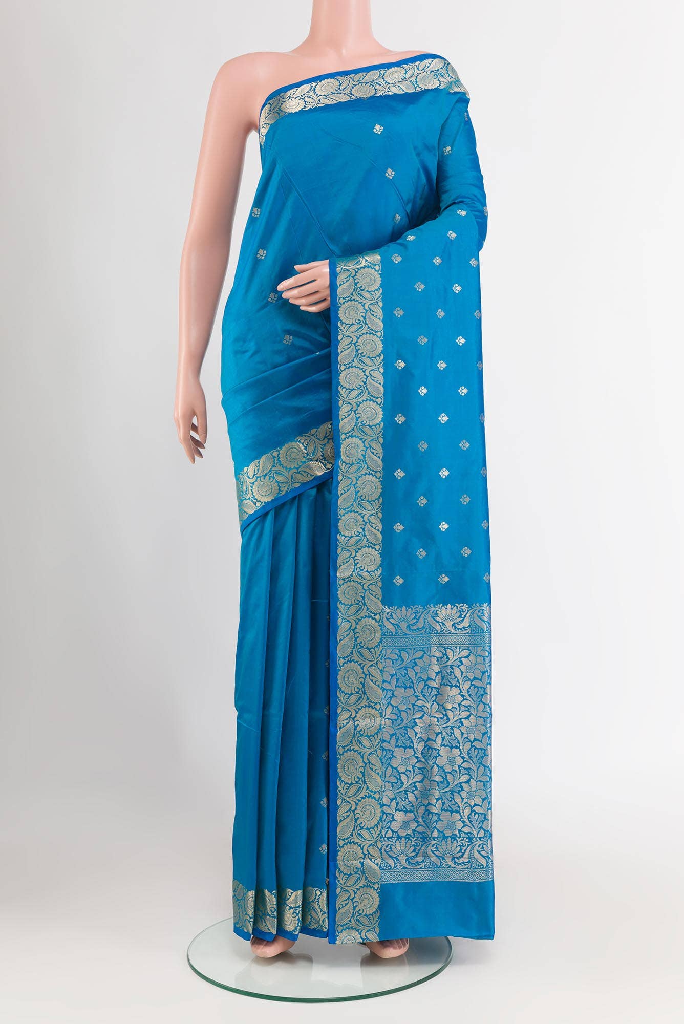 Blue Banarasi Katan Silk Saree