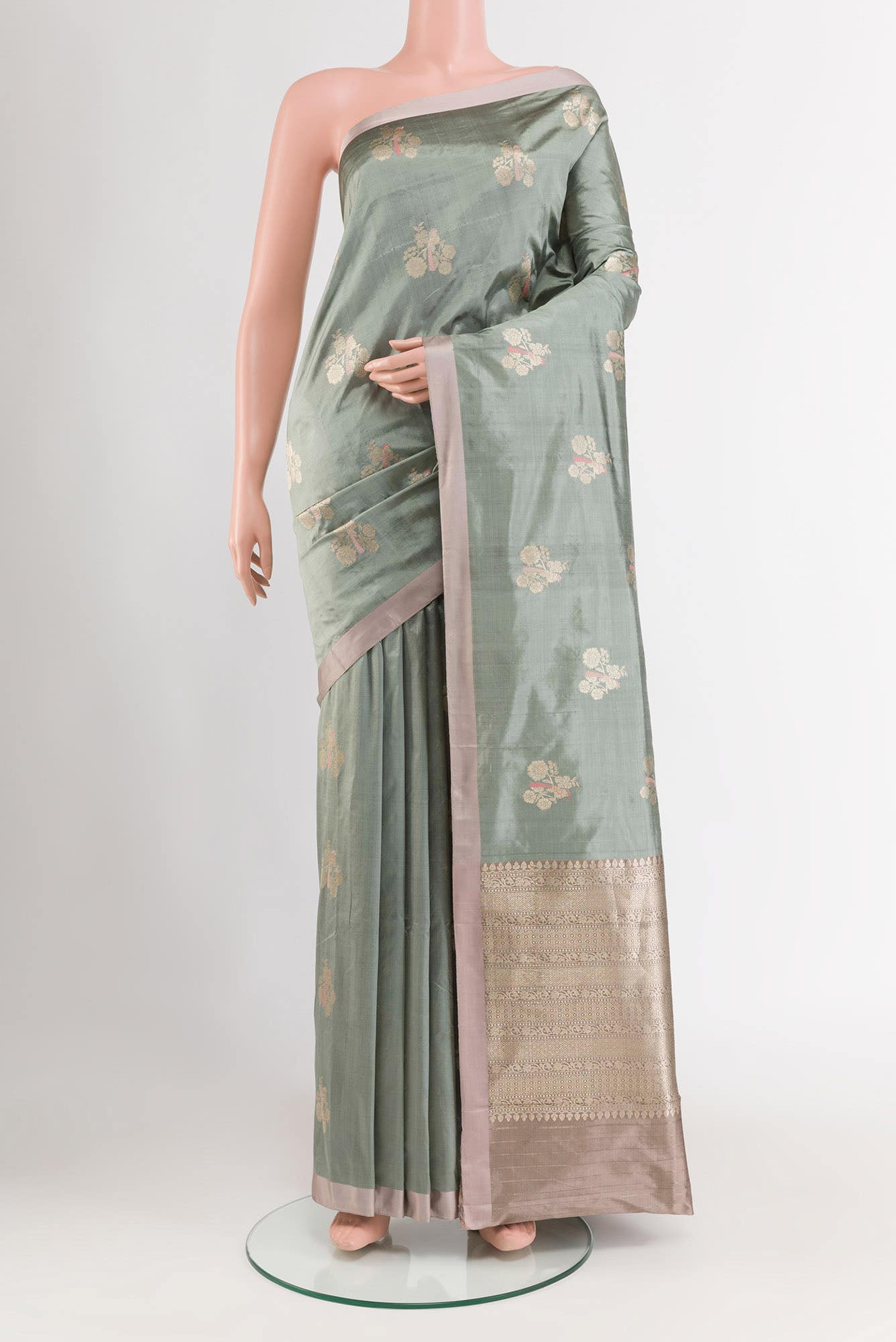 Silver Banarasi Katan Silk Saree