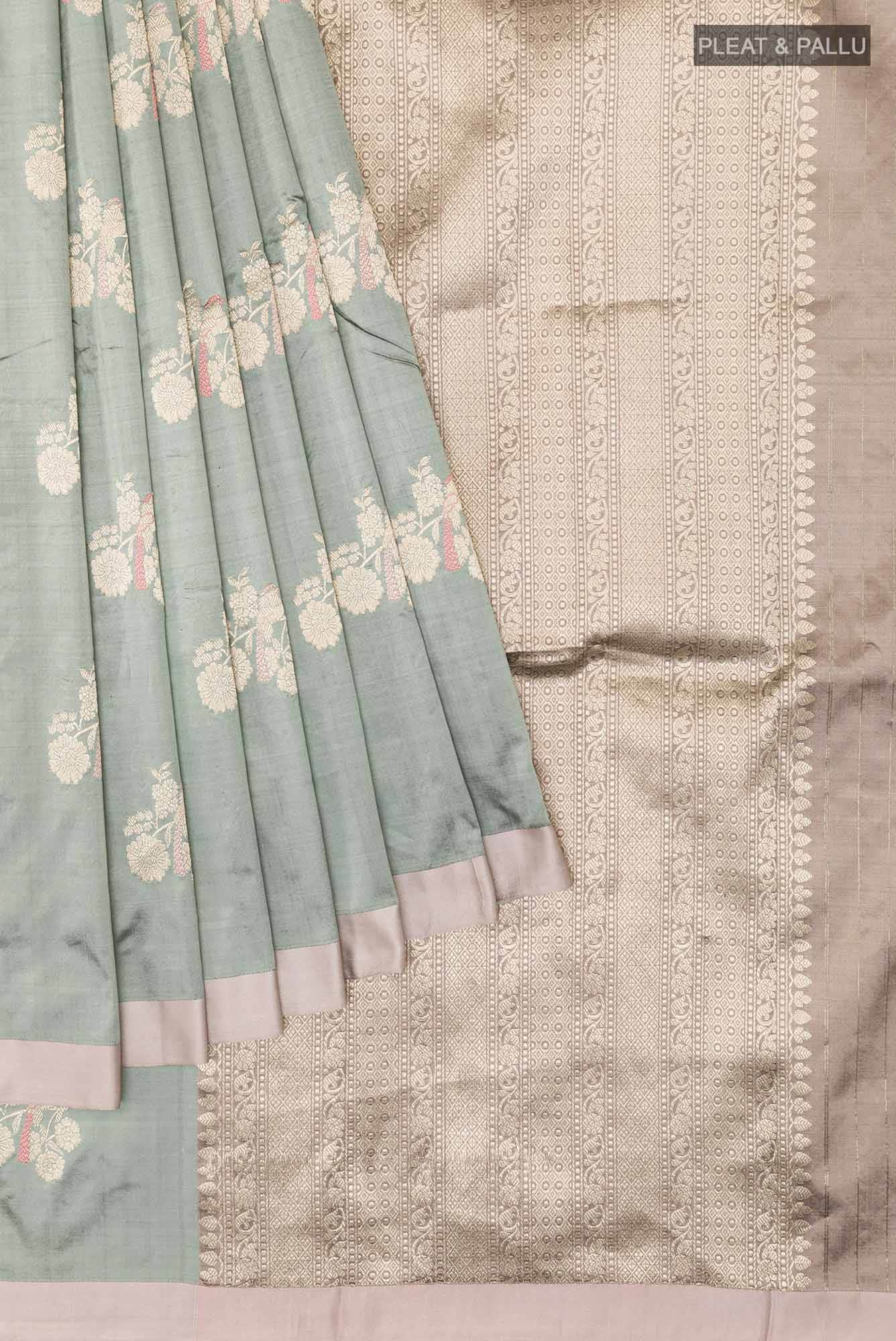 Silver Banarasi Katan Silk Saree
