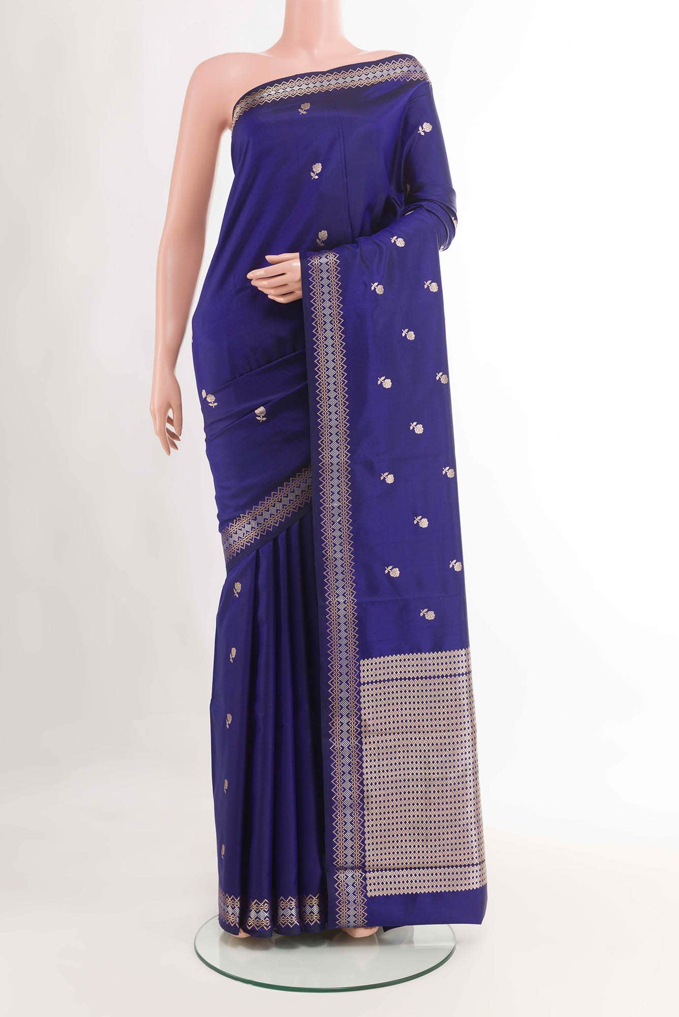 Dark Blue Banarasi Katan Silk Saree
