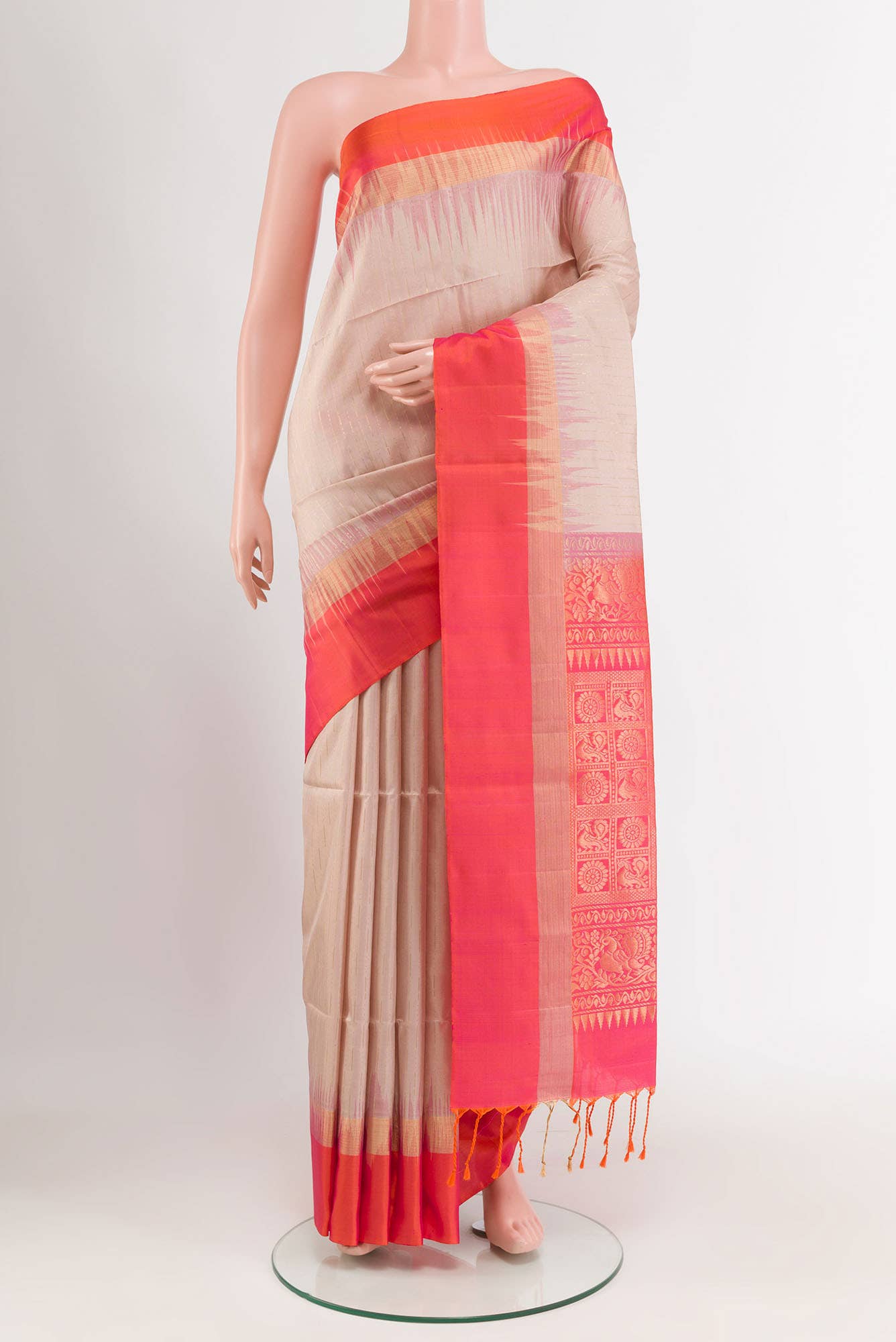 Beige Soft Silk Saree