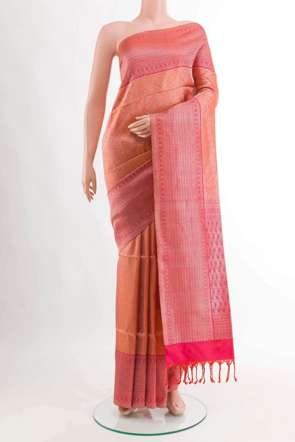 Orange Dual Tone Soft Silk Saree