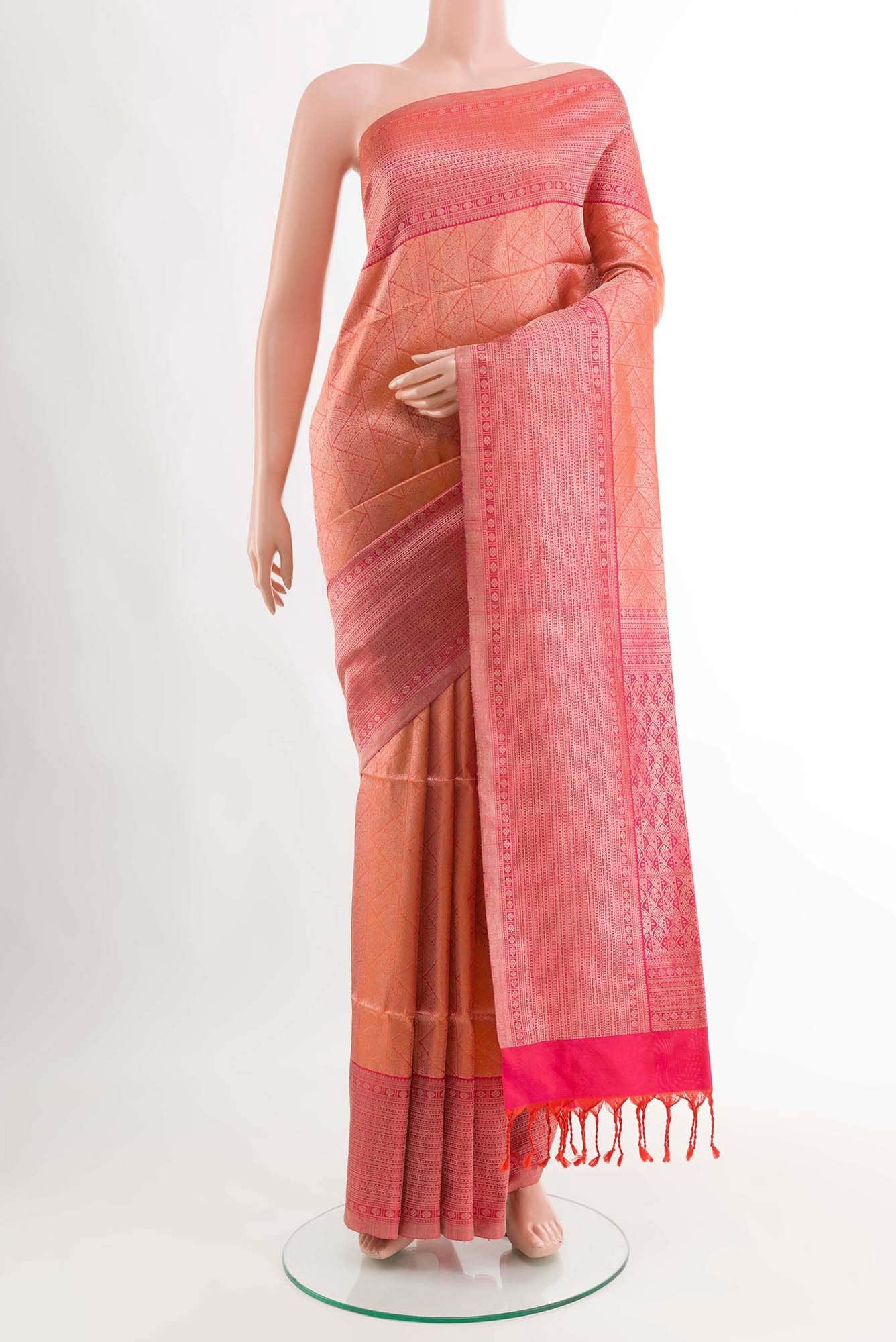 Orange Dual Tone Soft Silk Saree