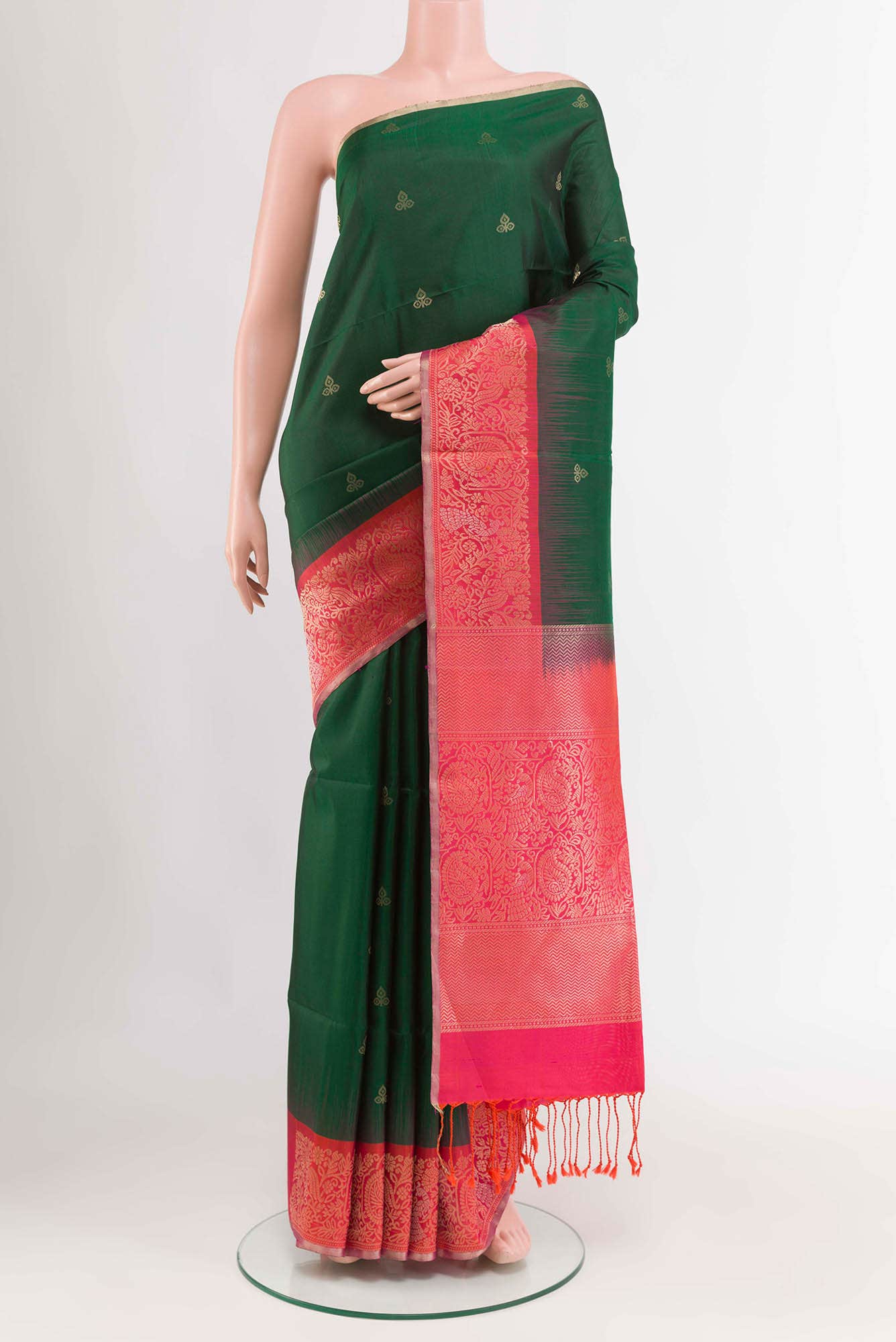 Bottle Green Soft Silk Saree