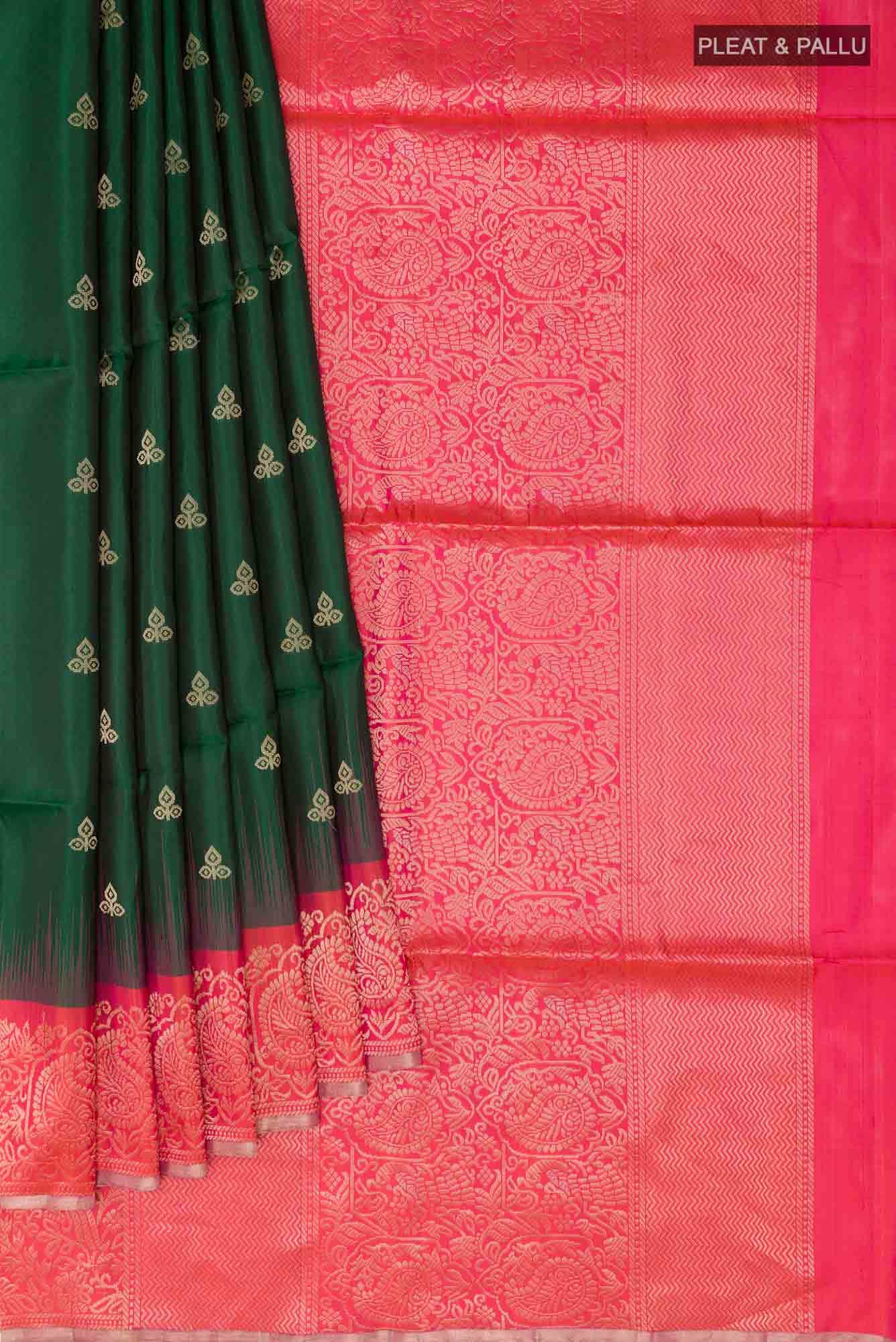 Bottle Green Soft Silk Saree