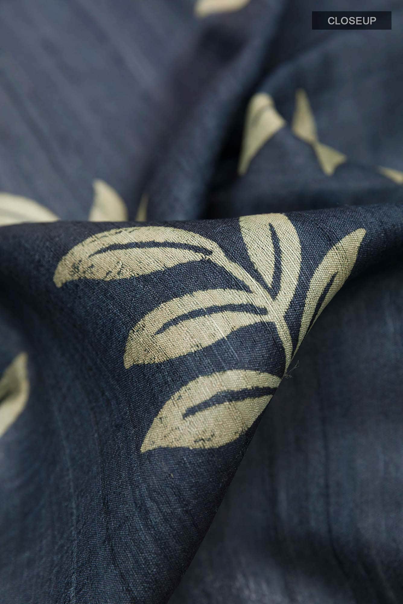 Dark Blue Tussar Silk Saree