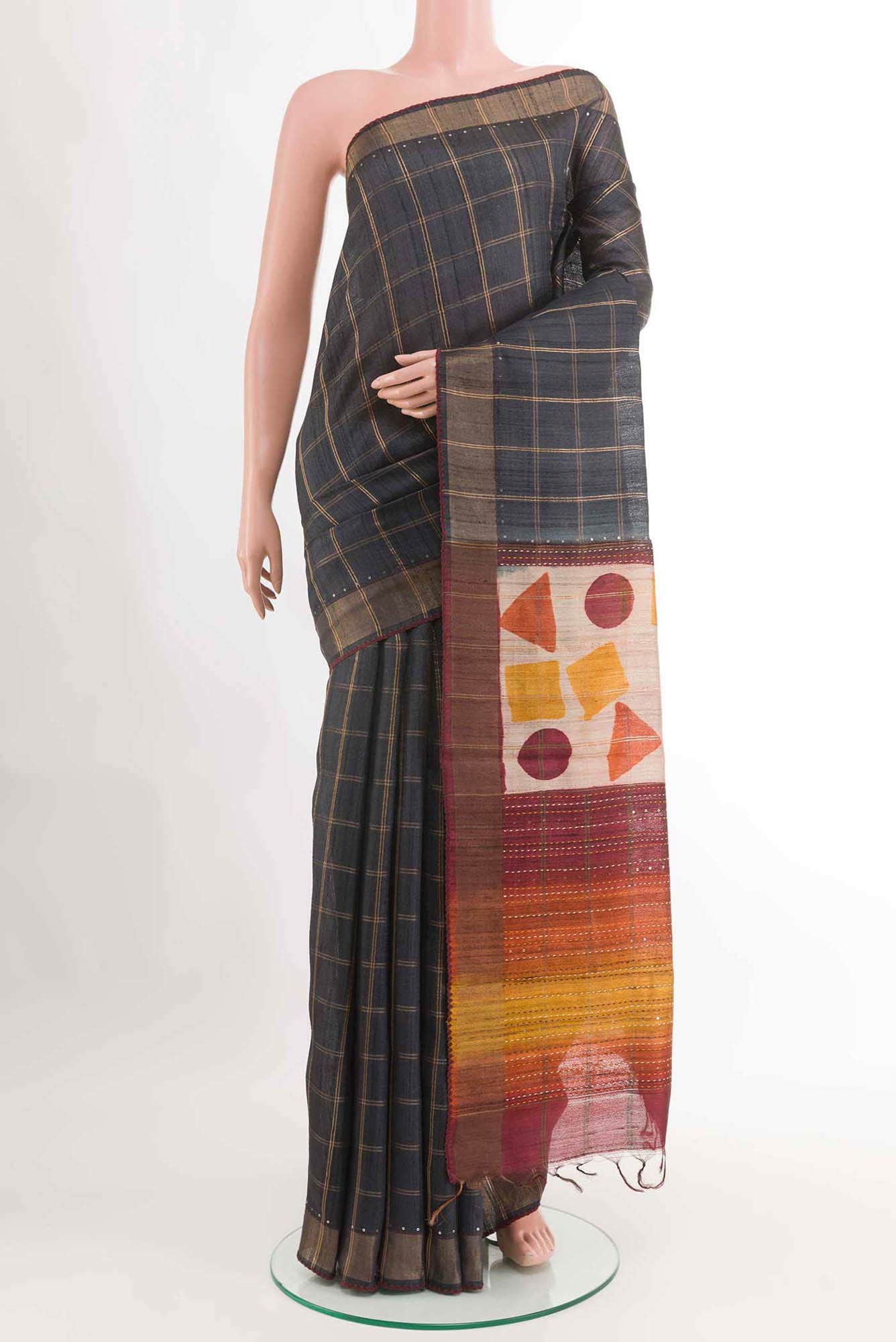 Black Tussar Saree