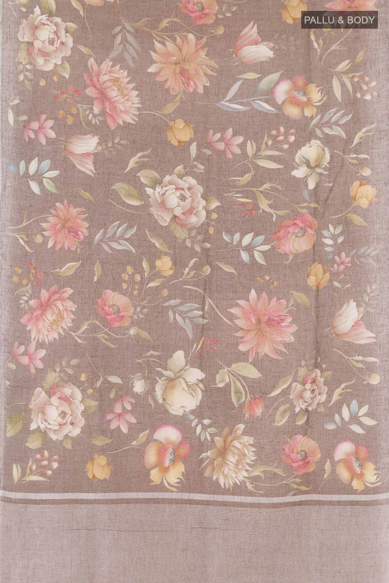 Brown Blended Linen Saree