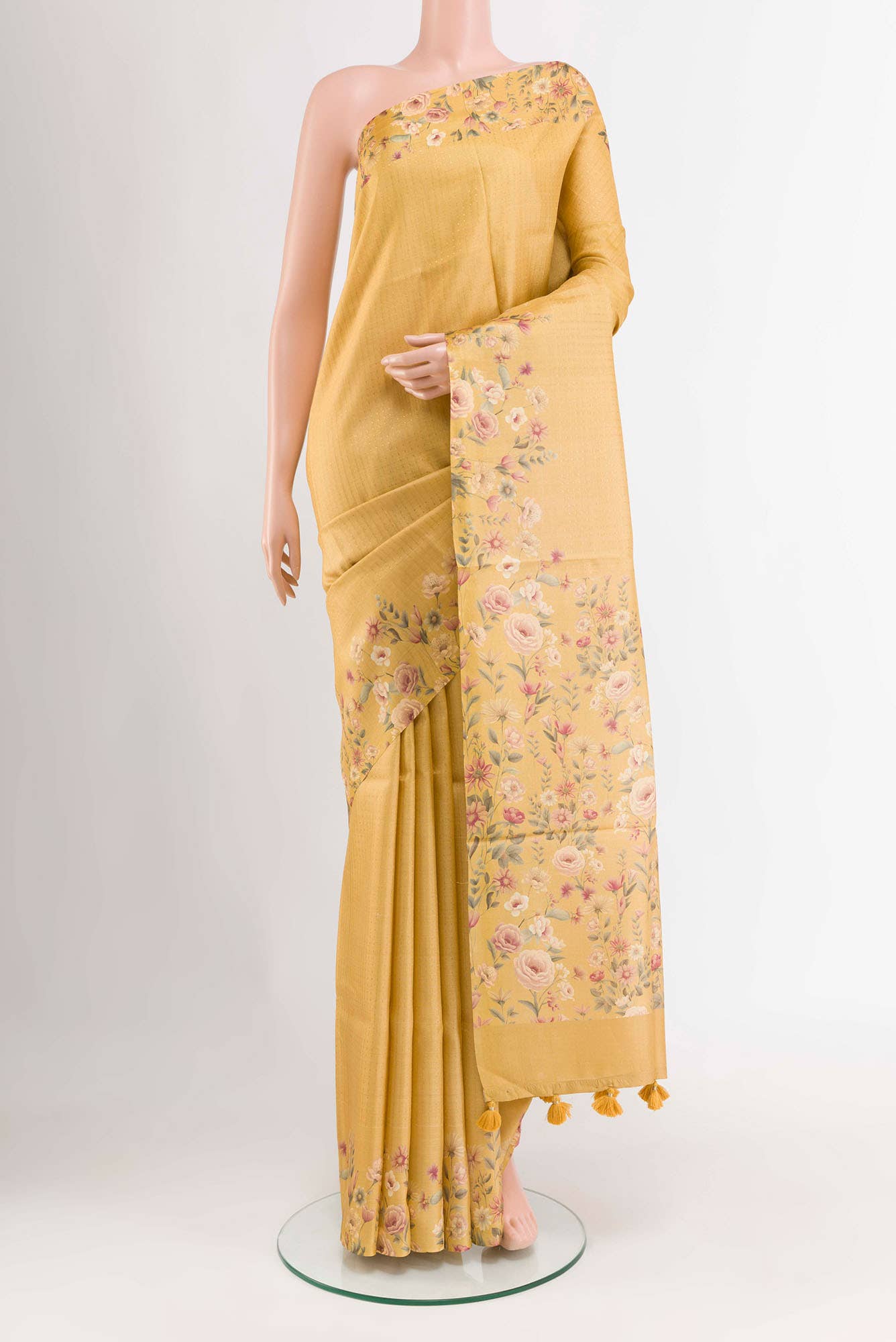 Mustard Tussar Saree