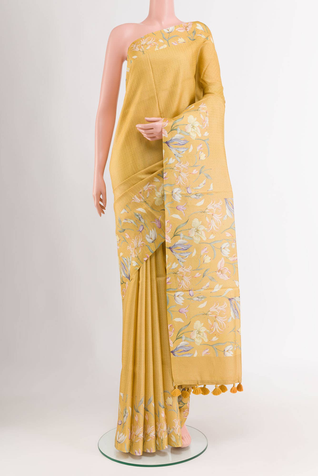 Mustard Tussar Saree
