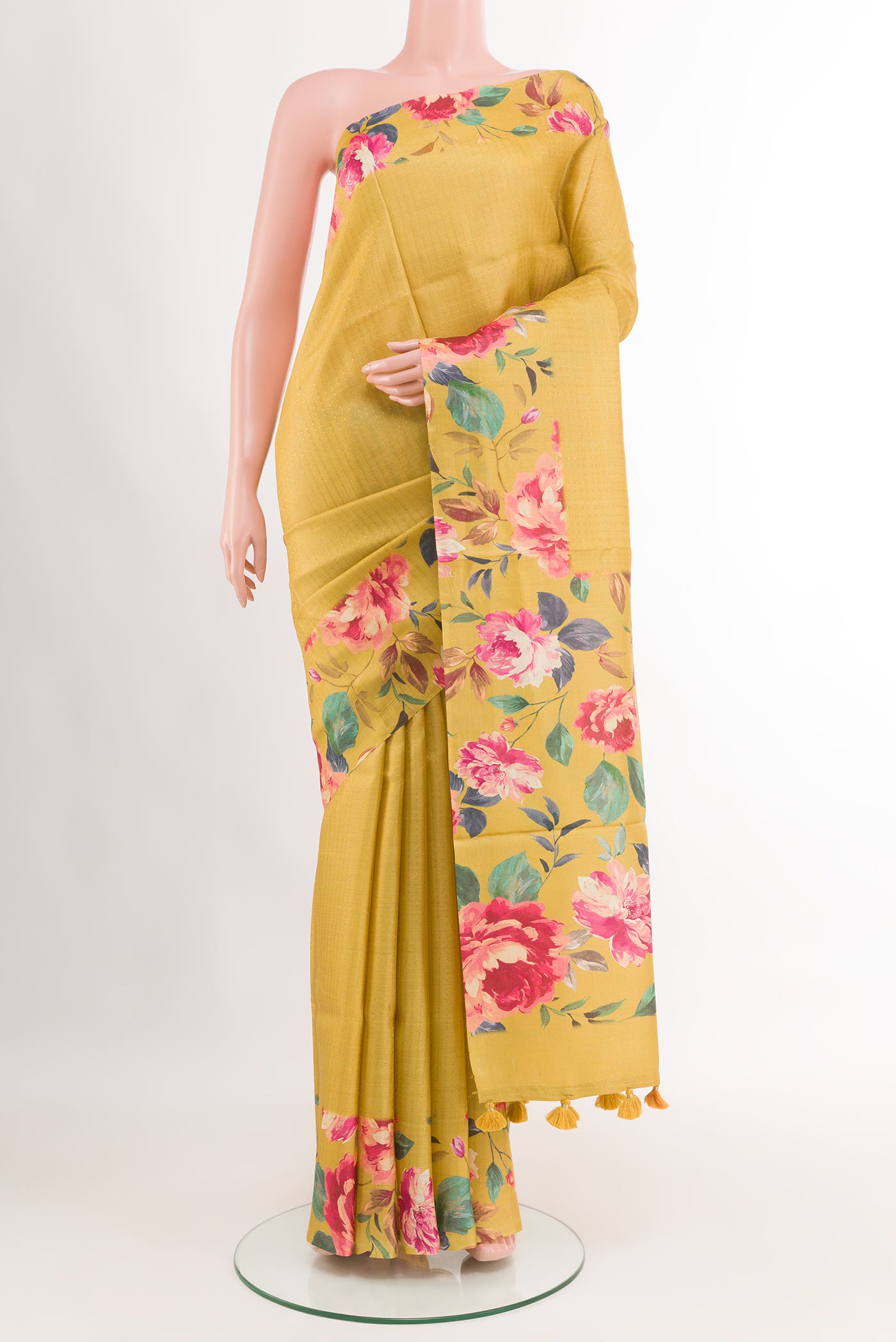 Mustard Tussar Silk Saree