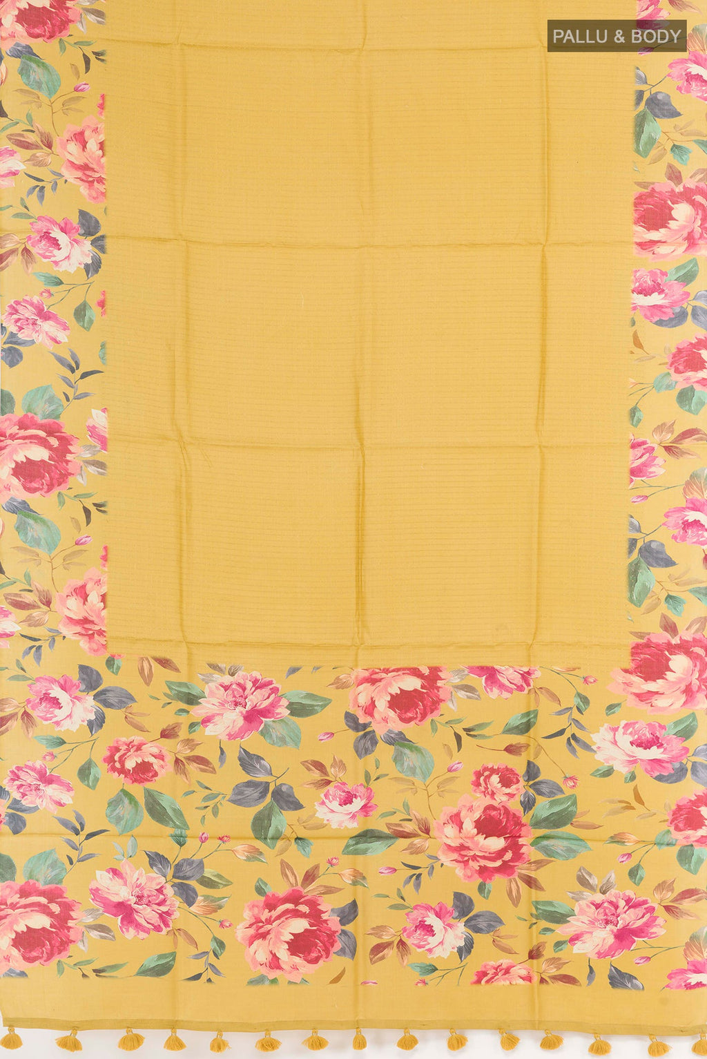 Mustard Tussar Silk Saree