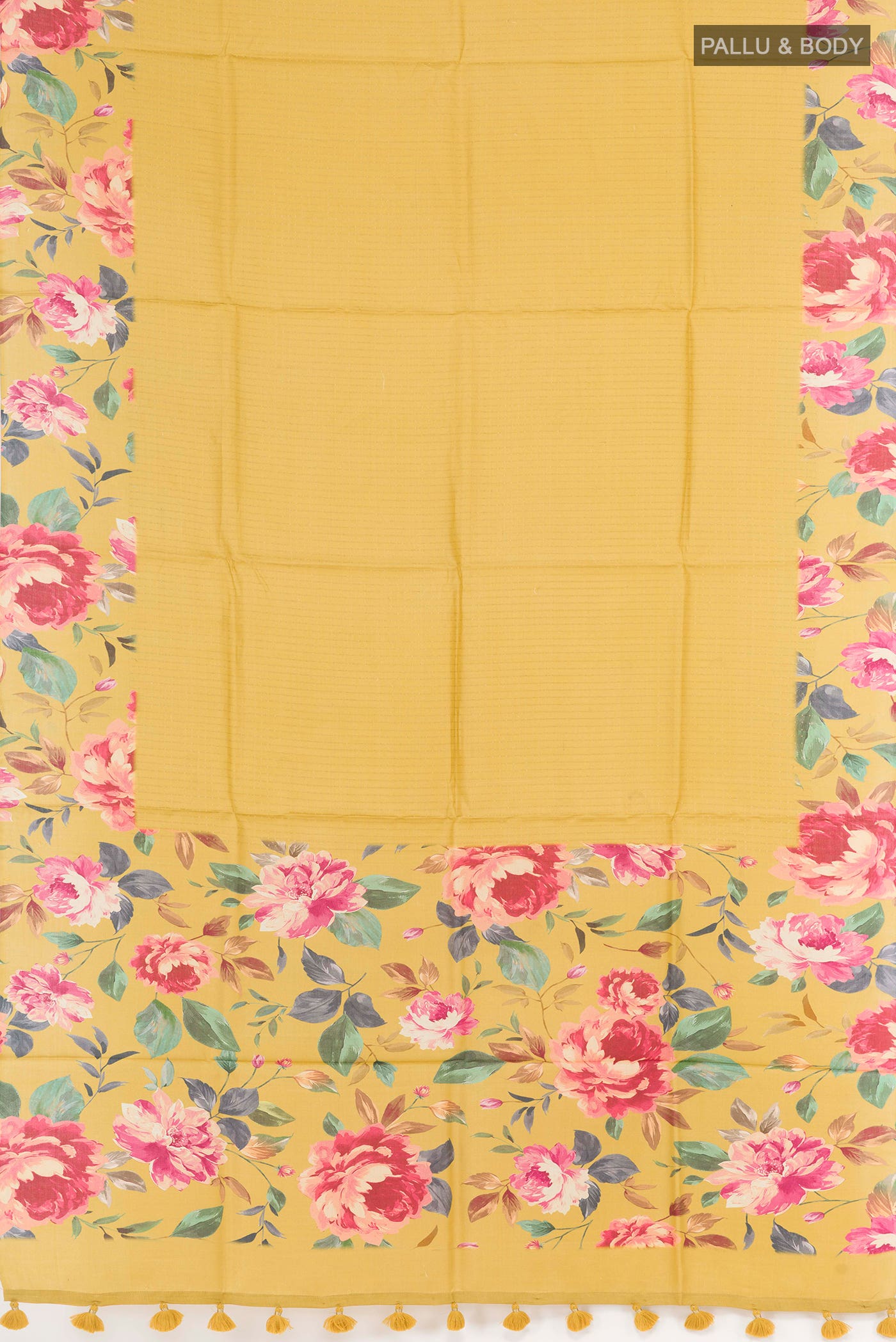 Mustard Tussar Silk Saree