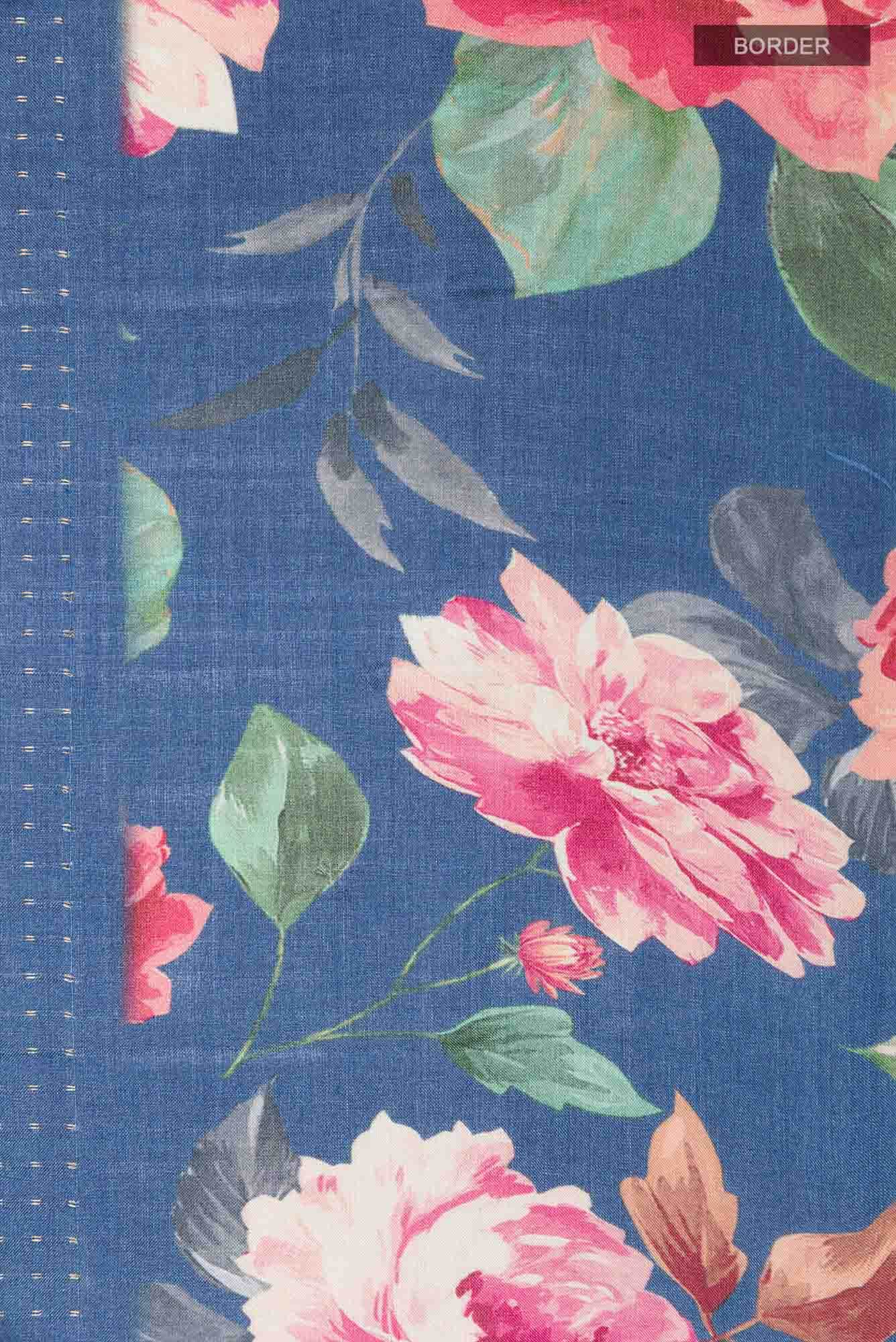 Navy Blue Tussar Saree