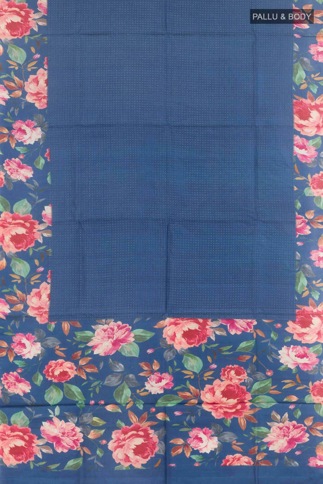 Navy Blue Tussar Saree
