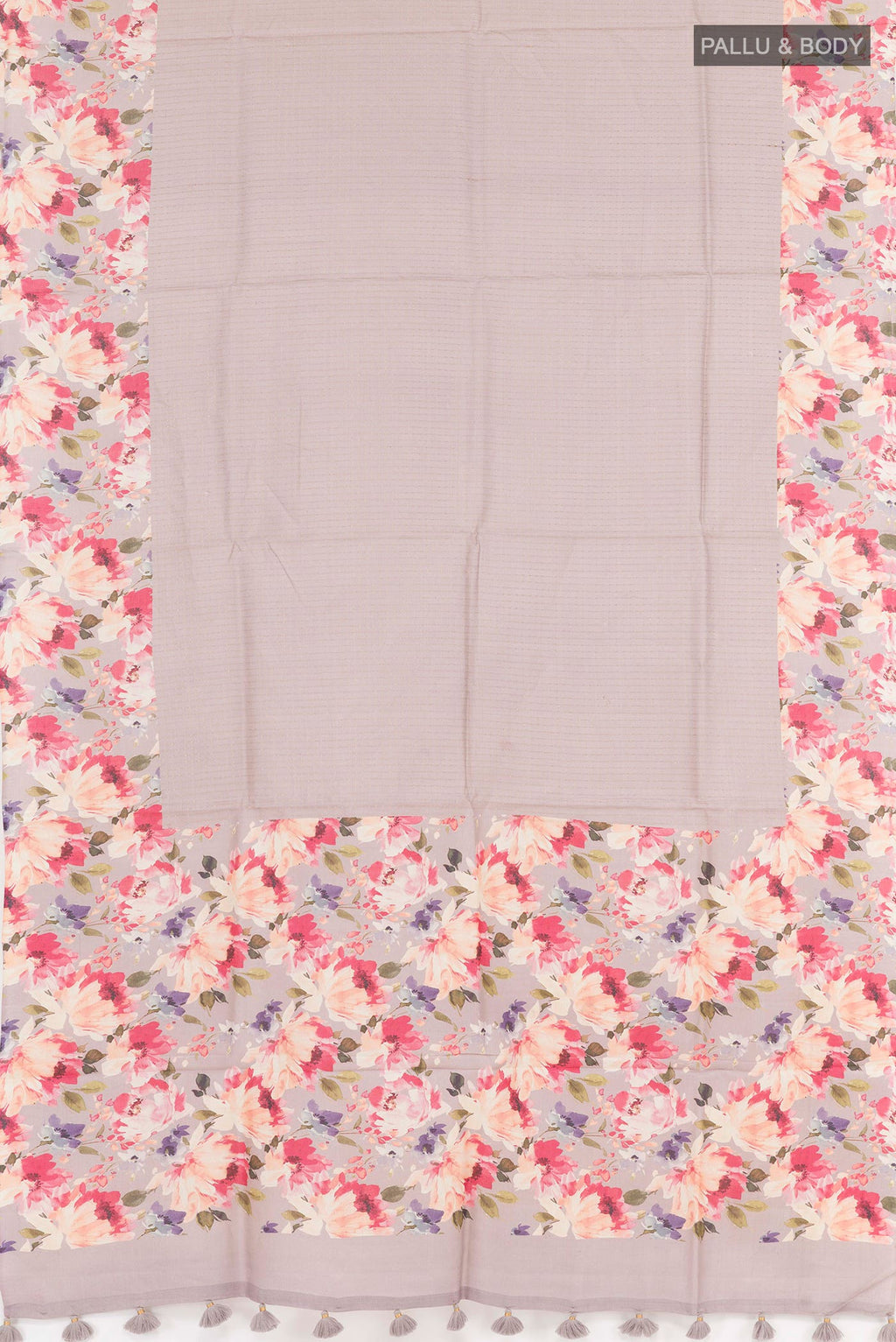 Grey Tussar Silk Saree