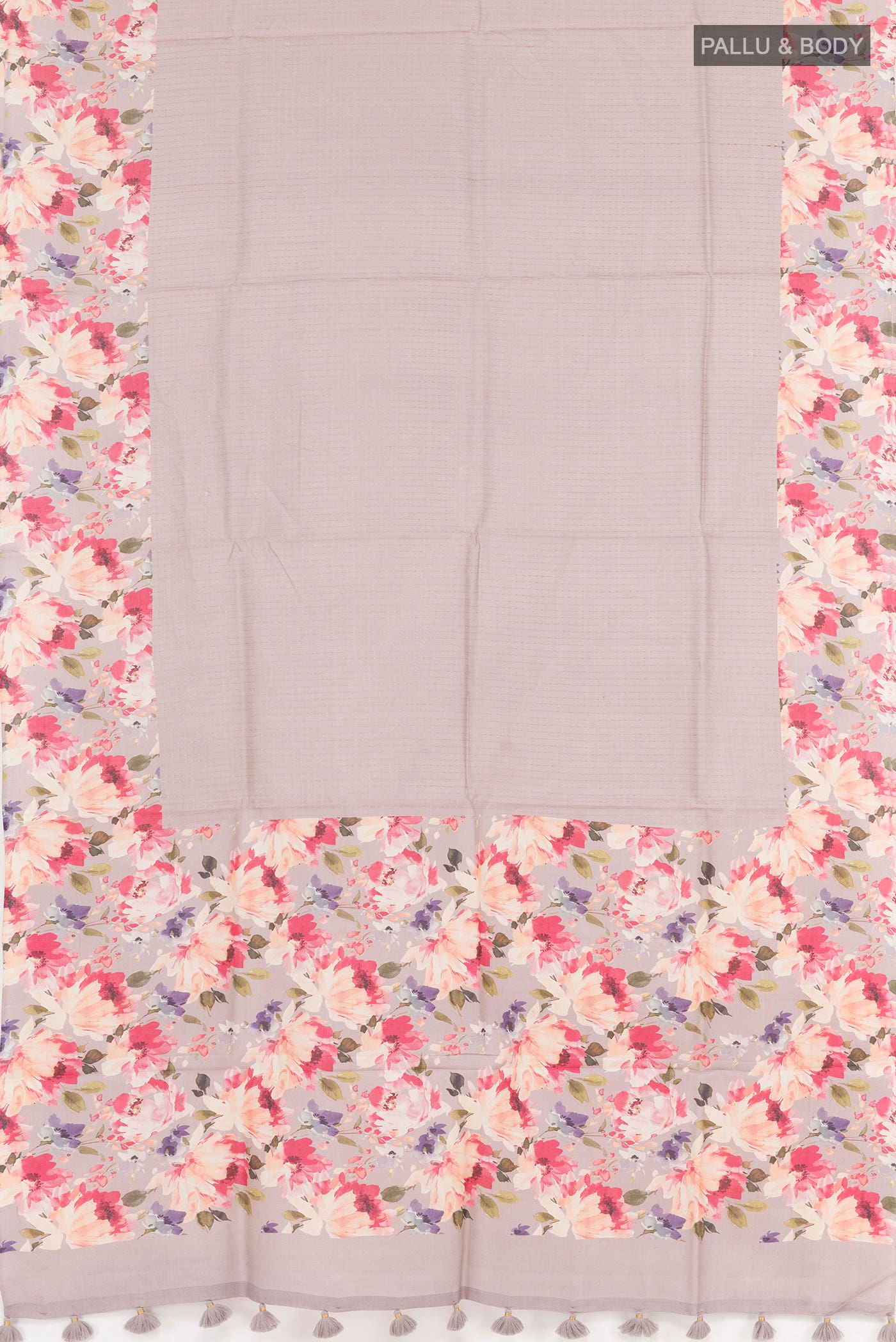 Grey Tussar Silk Saree