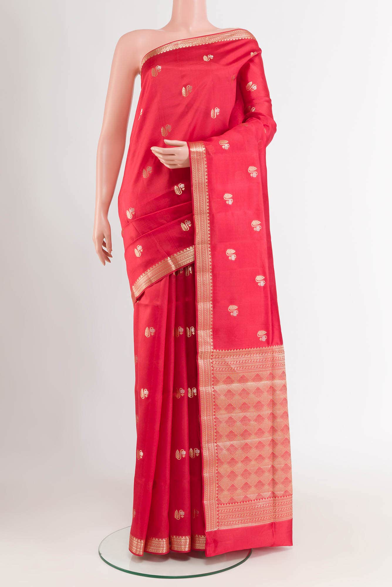 Red Tussar Silk Saree