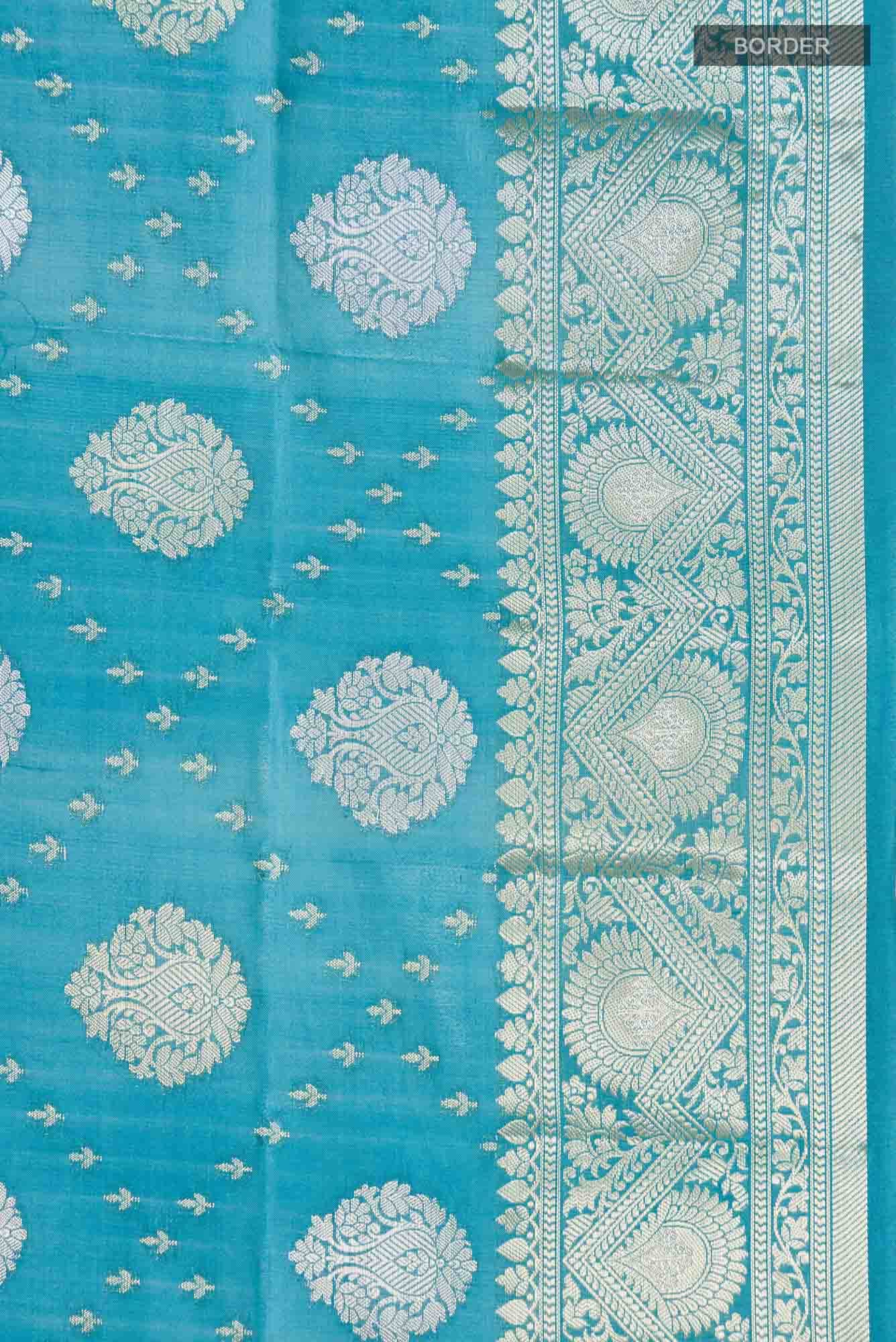 Blue Banarasi Raw Silk Saree