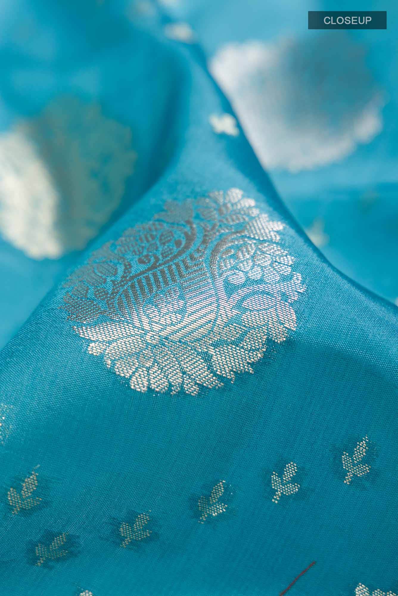 Blue Banarasi Raw Silk Saree