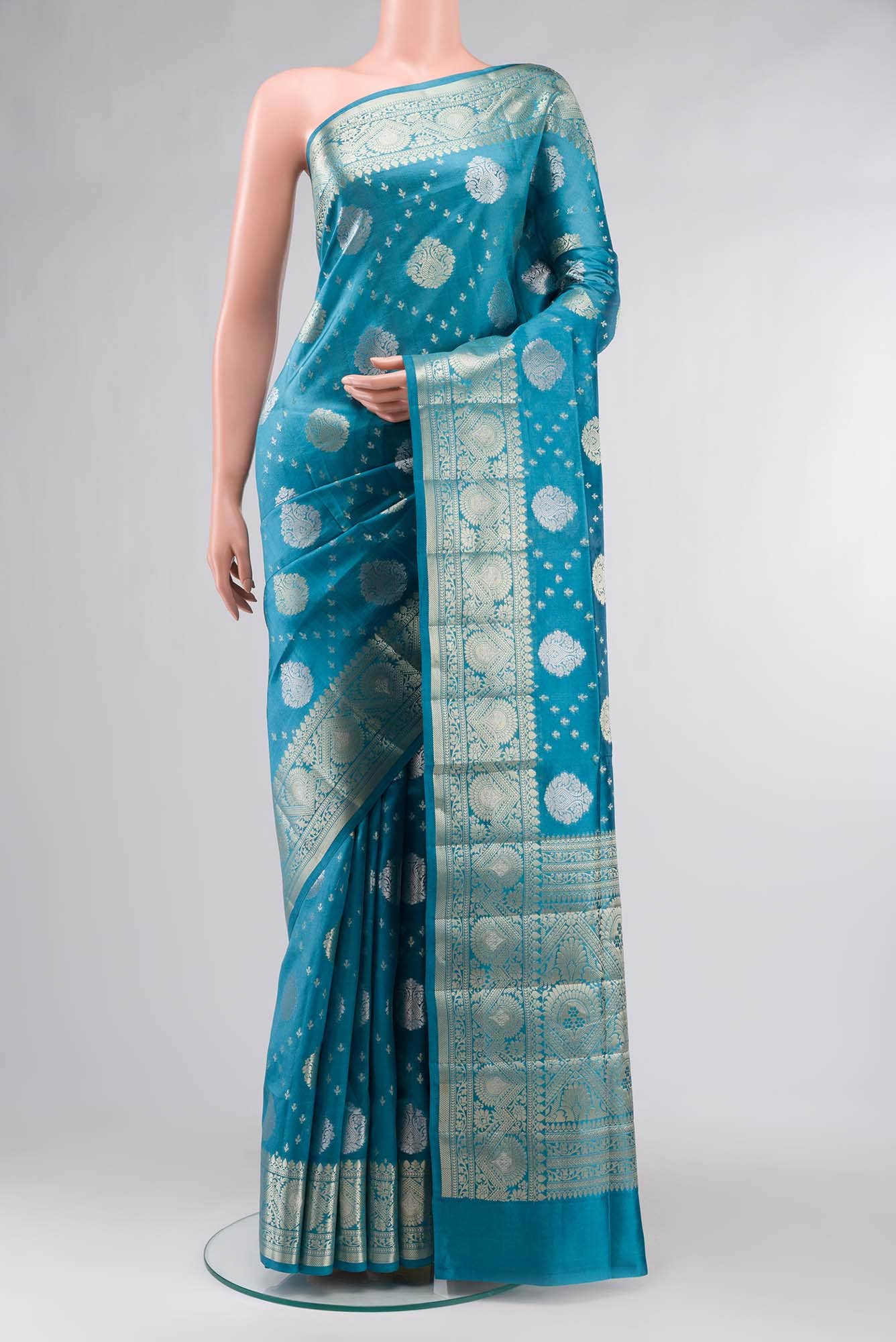 Blue Banarasi Raw Silk Saree