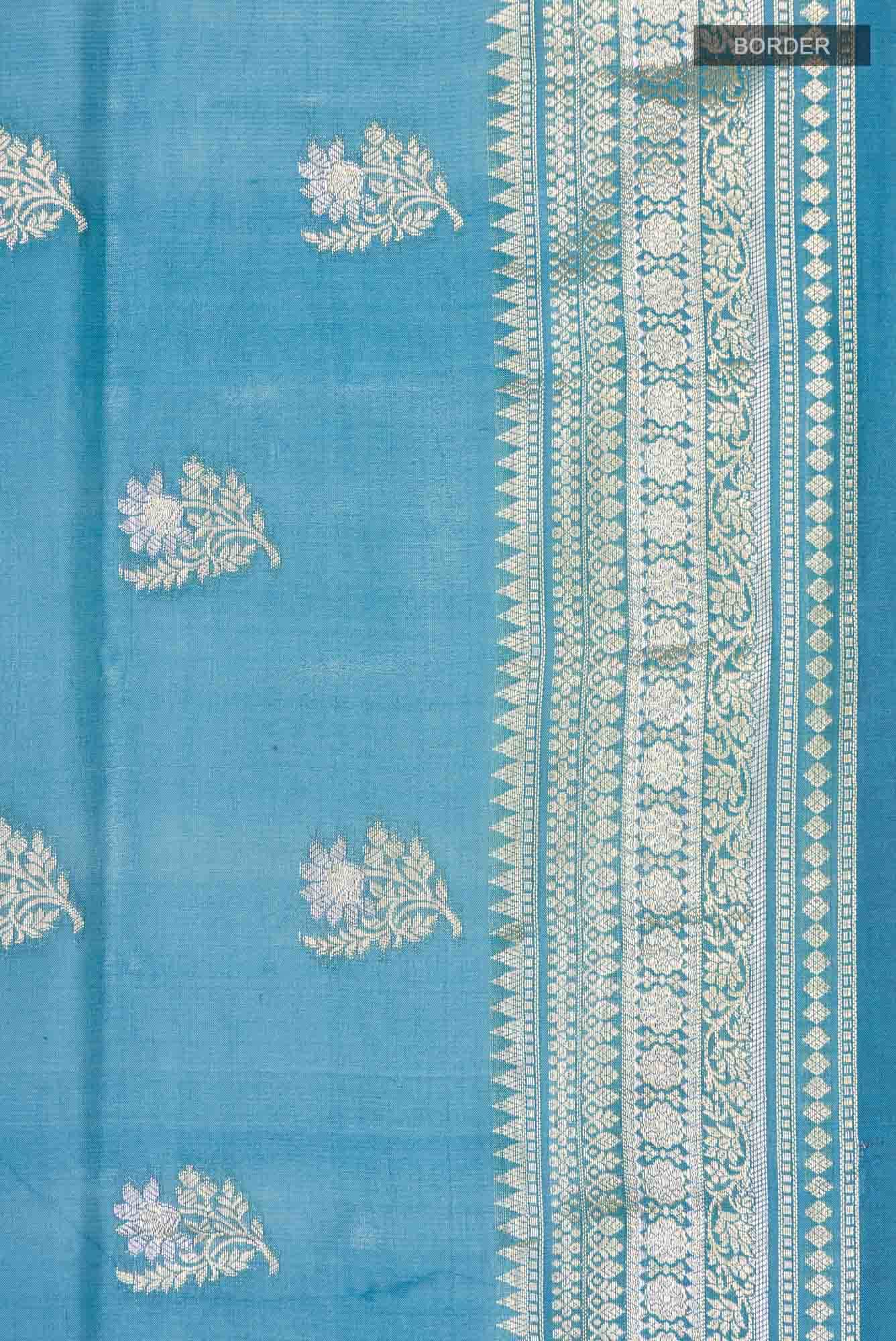 Blue Banarasi Raw Silk Saree