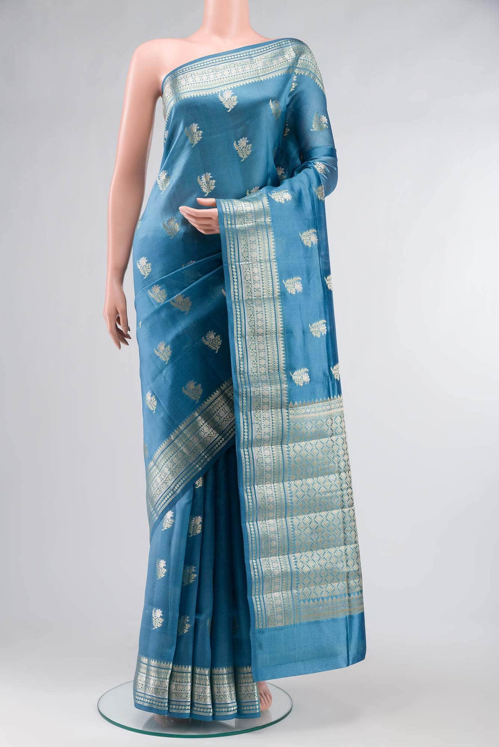 Blue Banarasi Raw Silk Saree