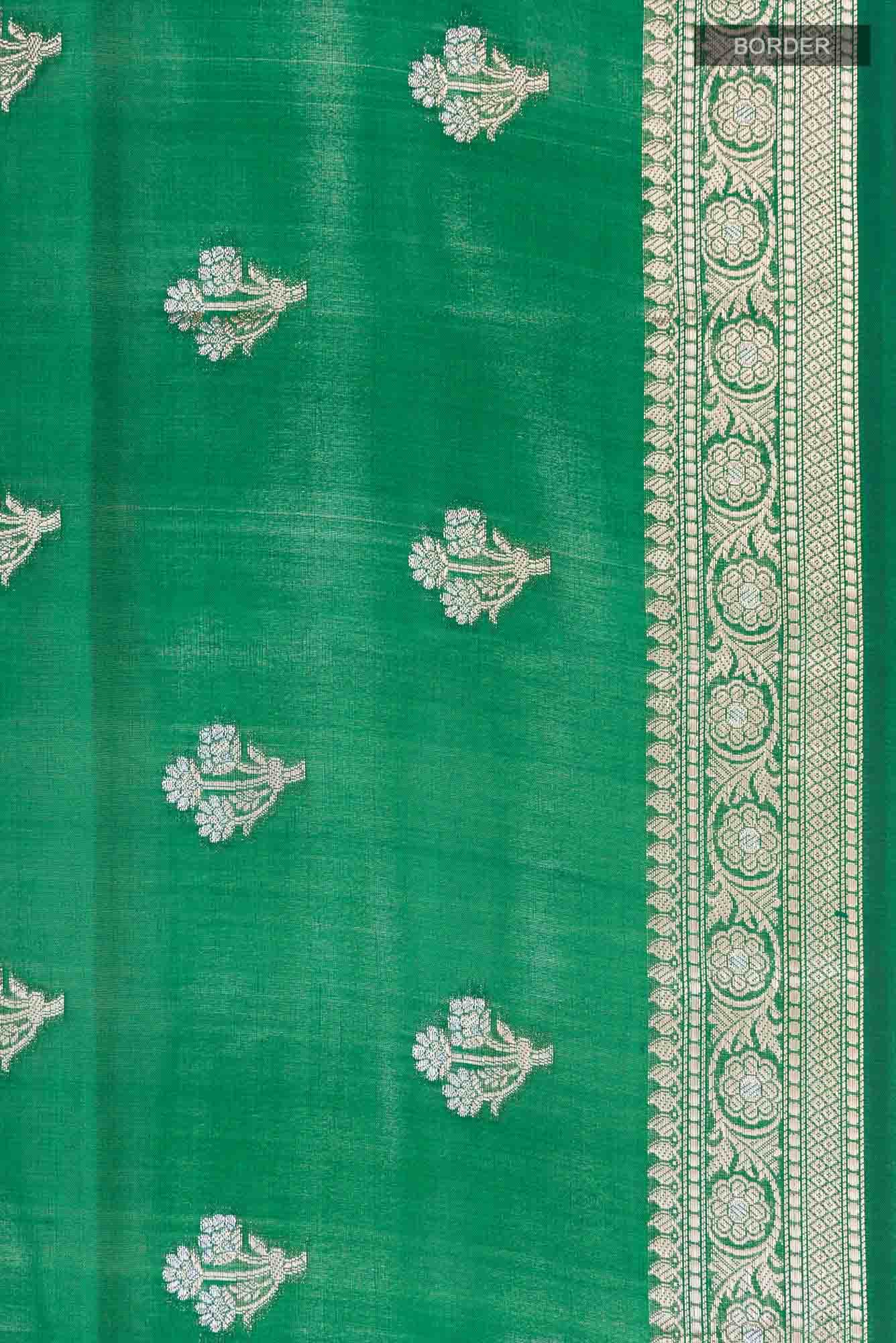 Green Banarasi Raw Silk Saree