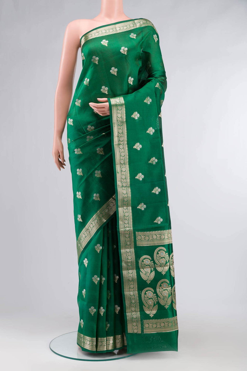 Green Banarasi Raw Silk Saree