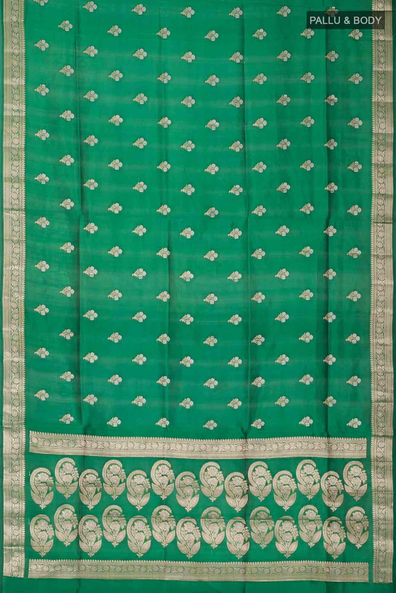 Green Banarasi Raw Silk Saree