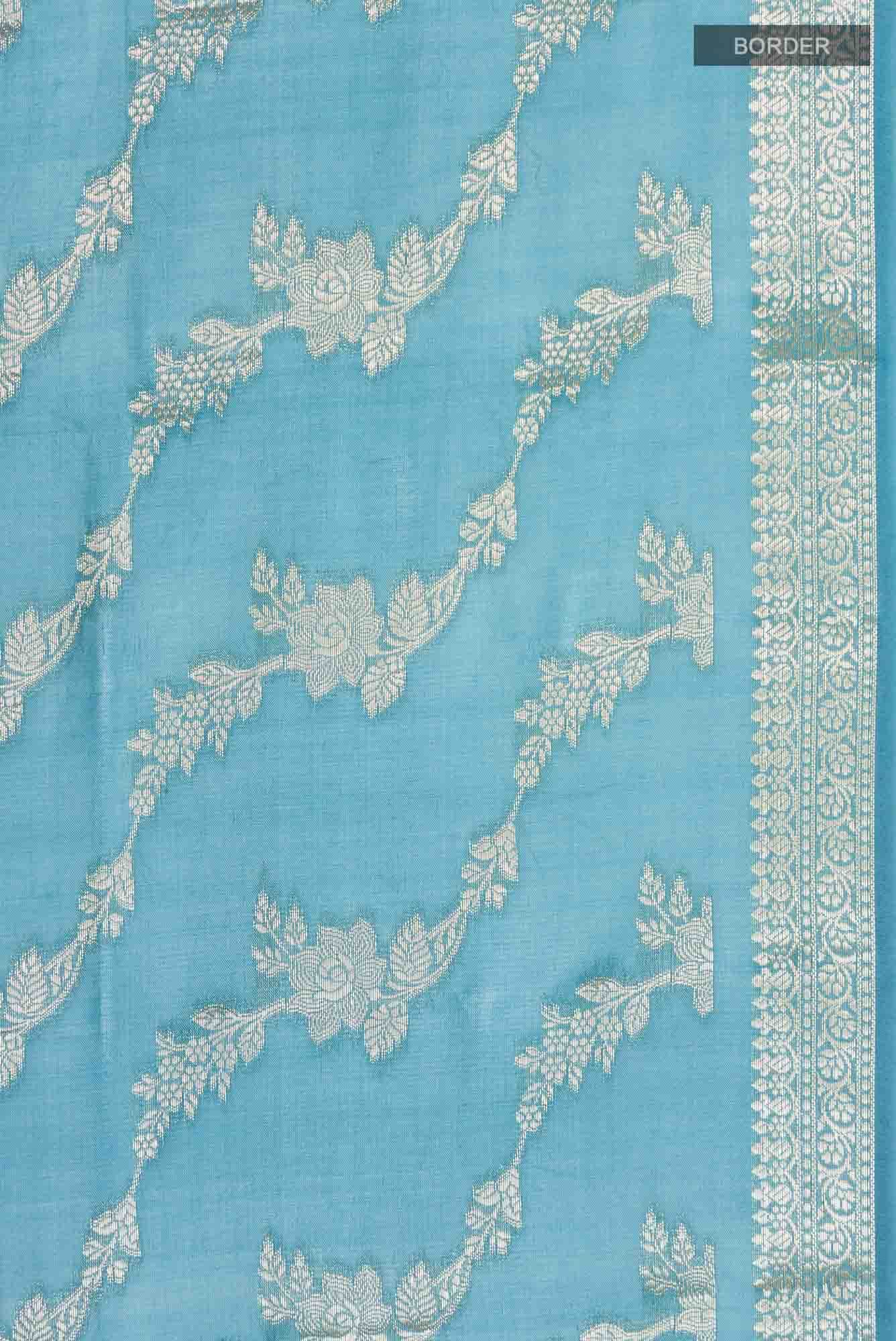 Blue Banarasi Raw Silk Saree