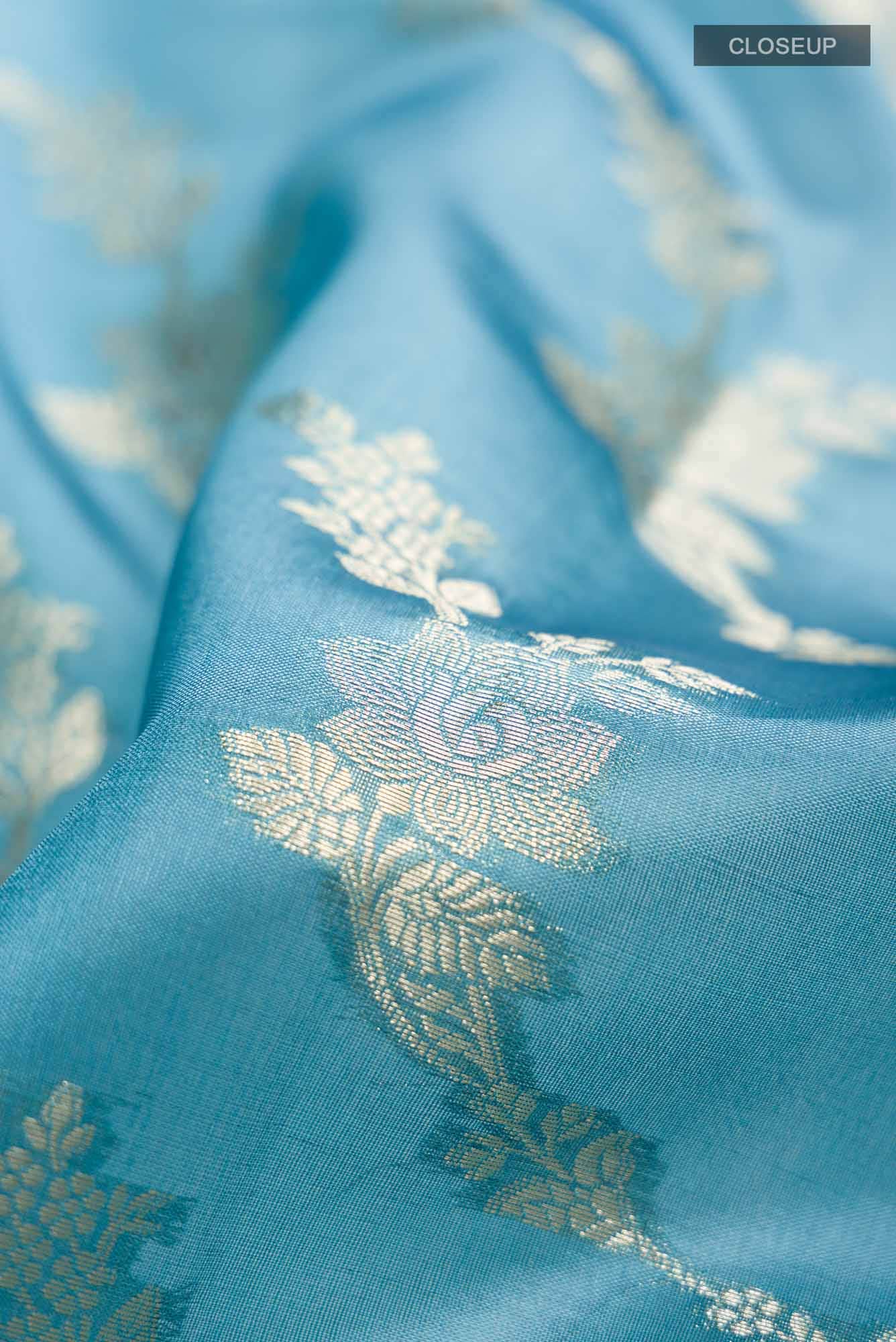 Blue Banarasi Raw Silk Saree