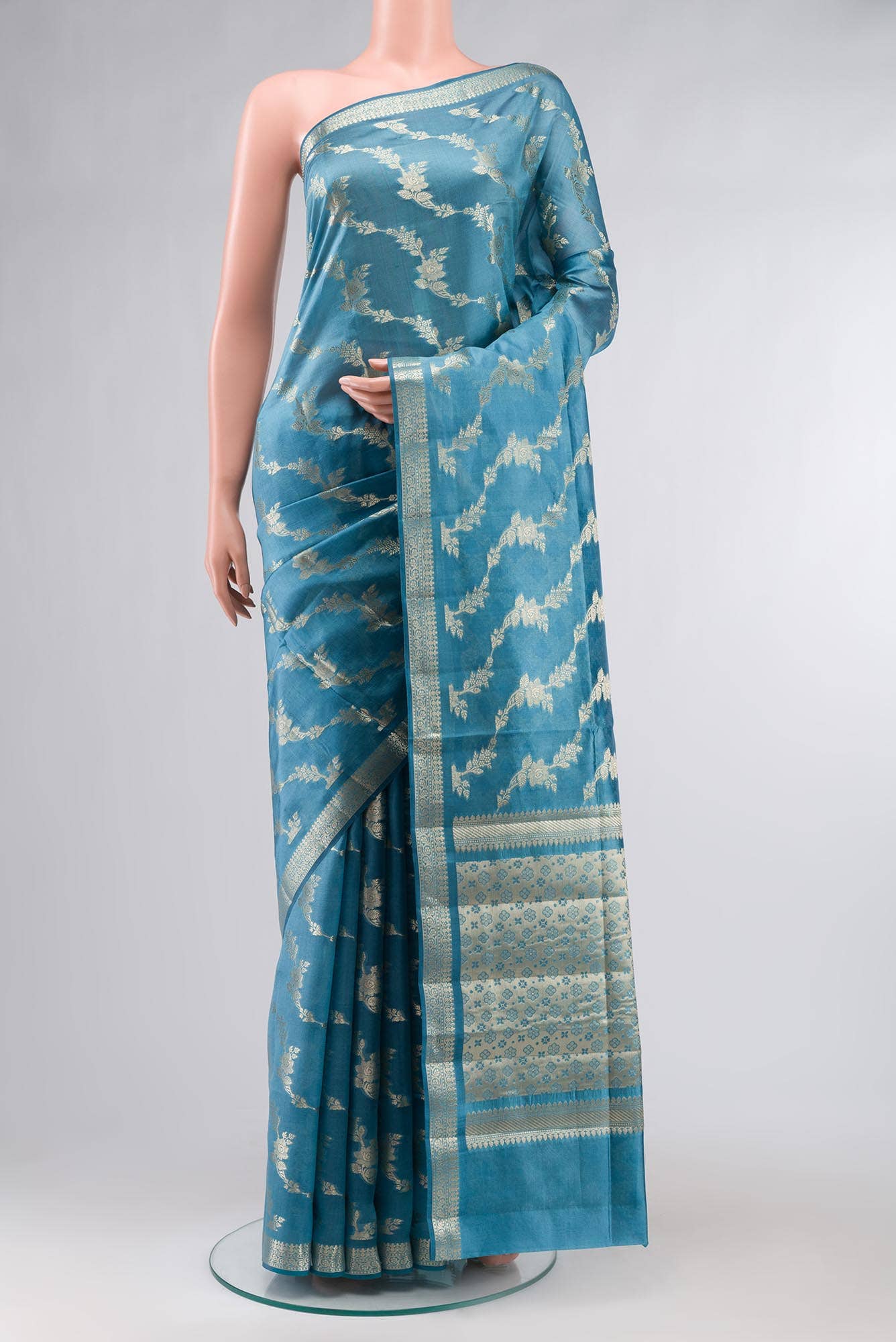 Blue Banarasi Raw Silk Saree