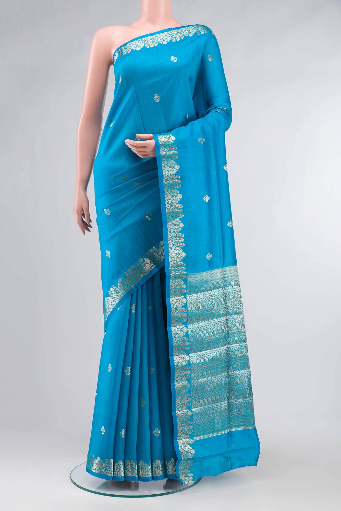 Blue Banarasi Raw Silk Saree