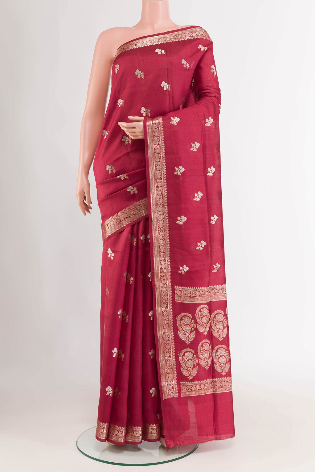 Maroon Tussar Silk Saree