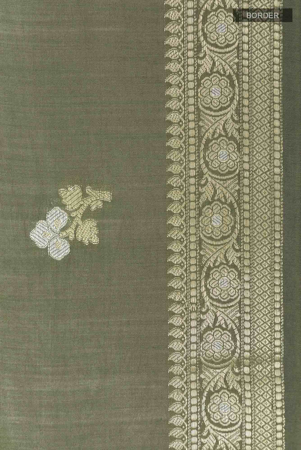 Olive Green Tussar Silk Saree