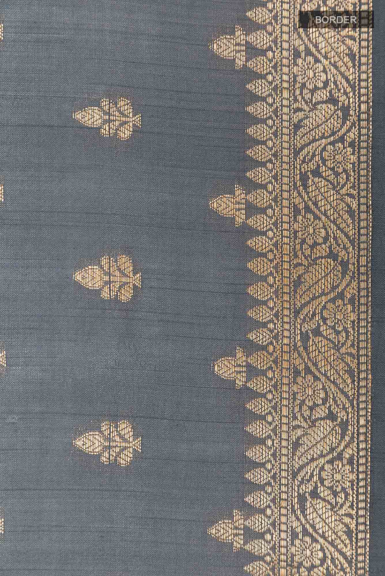 Grey Banarasi Tussar Silk Saree