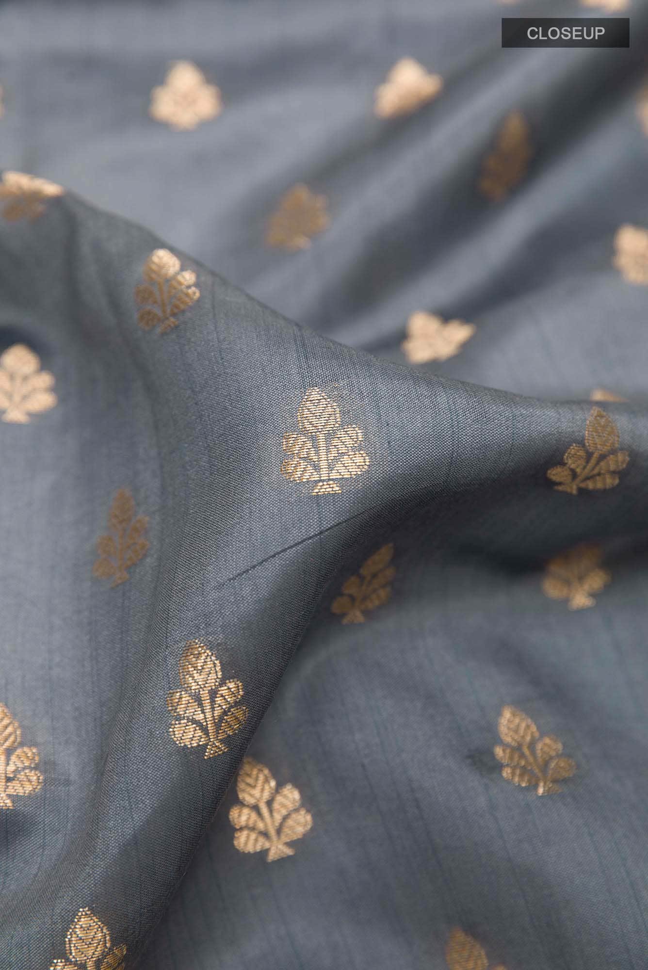 Grey Banarasi Tussar Silk Saree
