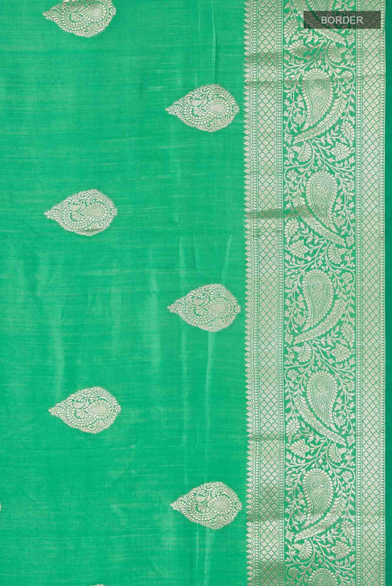 Green Banarasi Raw Silk Saree