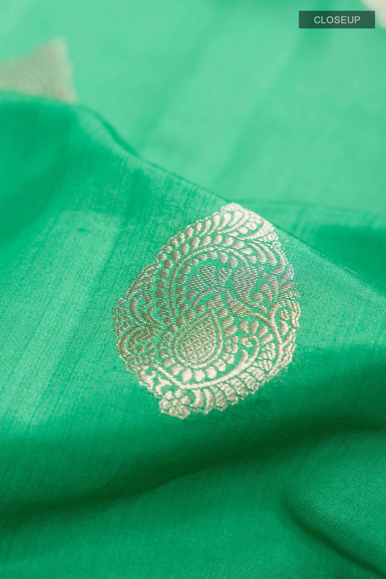 Green Banarasi Raw Silk Saree
