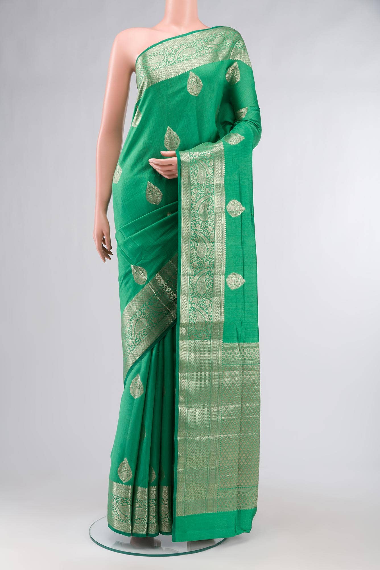 Green Banarasi Raw Silk Saree
