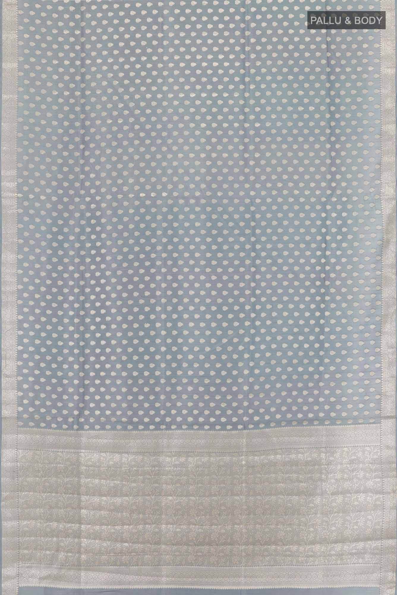Grey Tussar Silk Saree