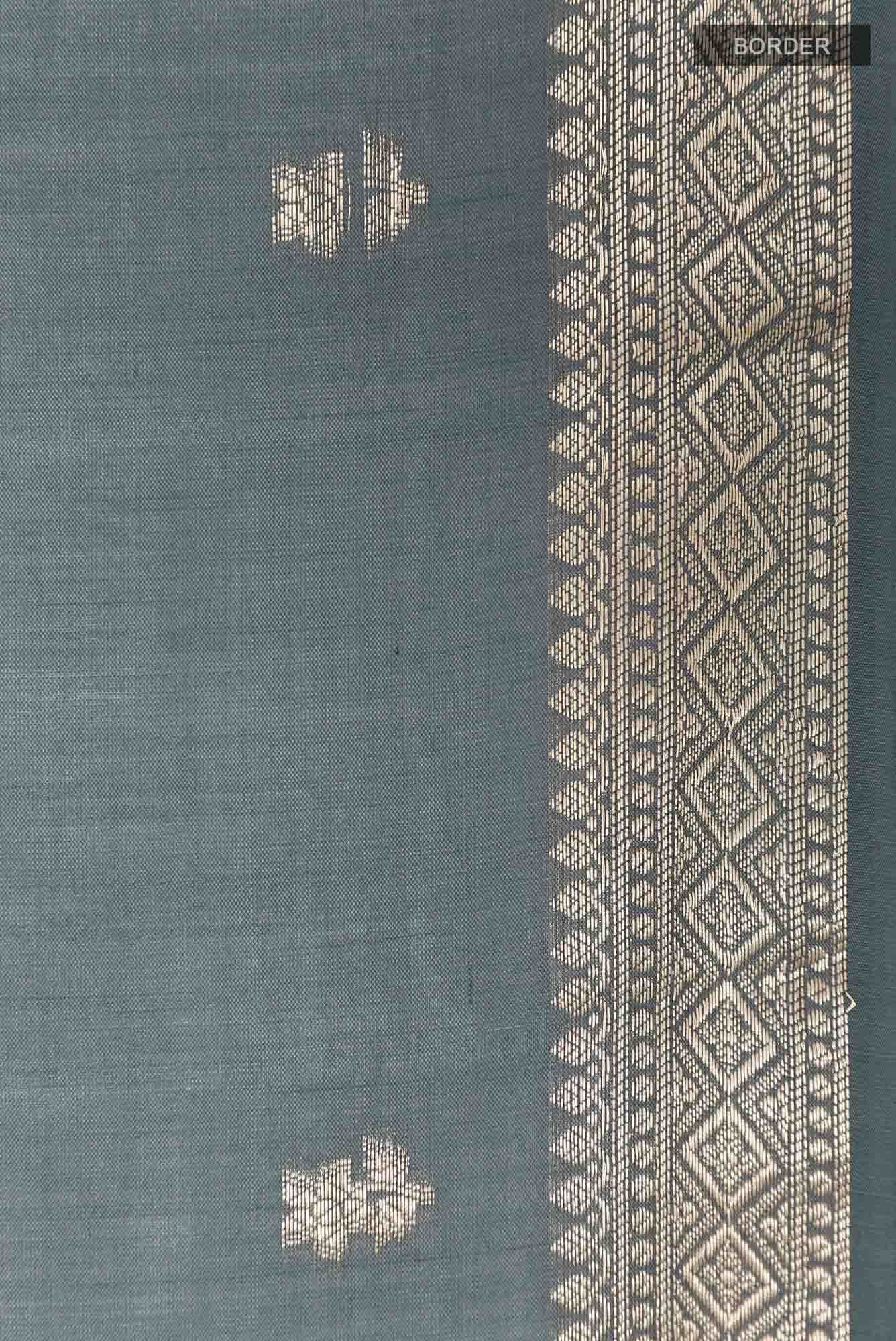 Grey Tussar Silk Saree