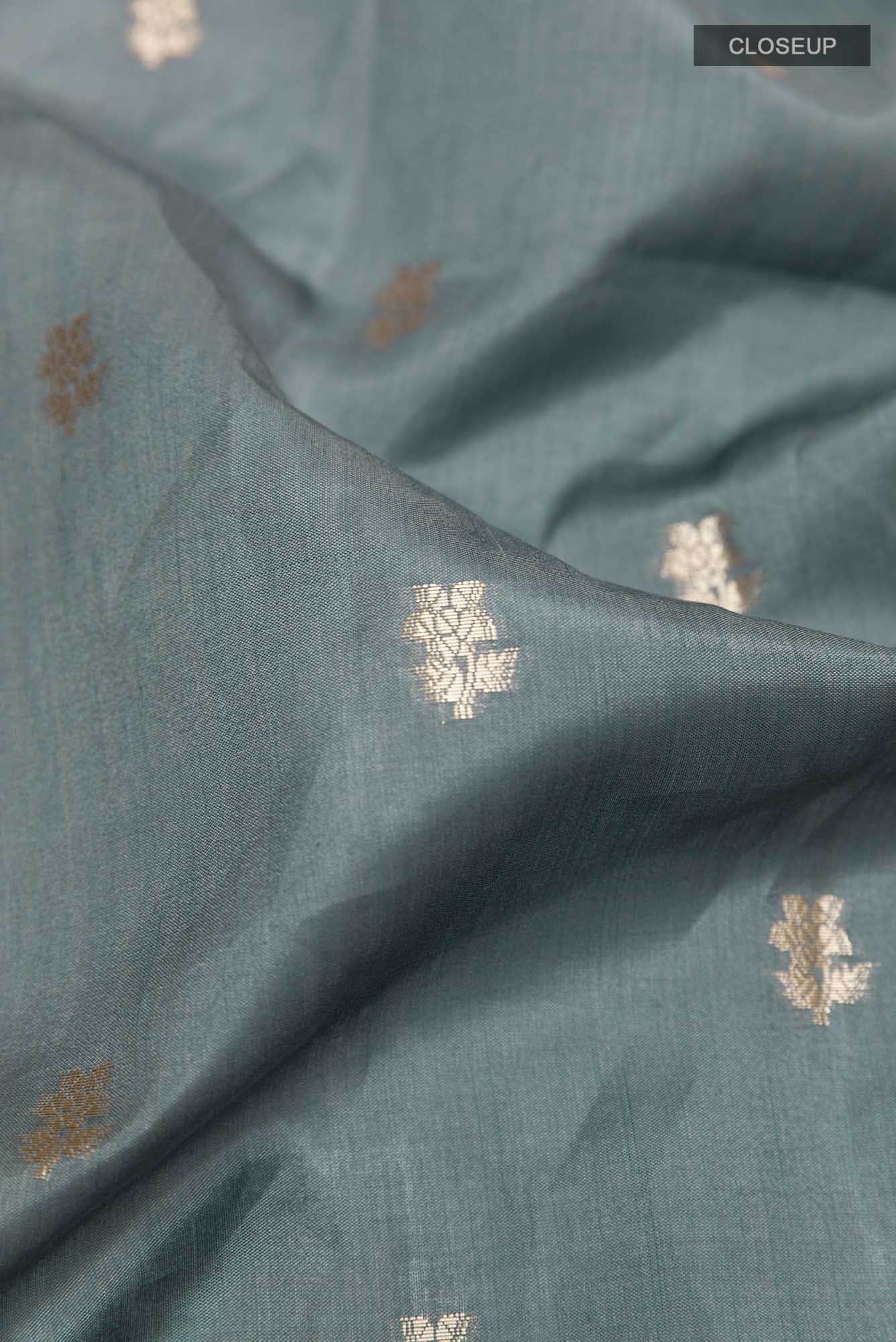 Grey Tussar Silk Saree