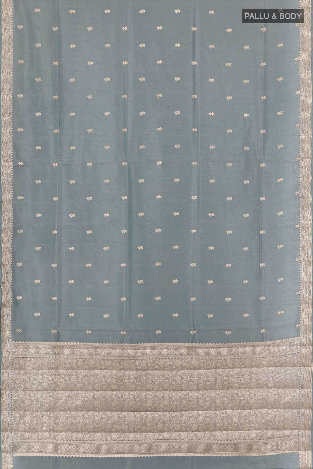 Grey Tussar Silk Saree