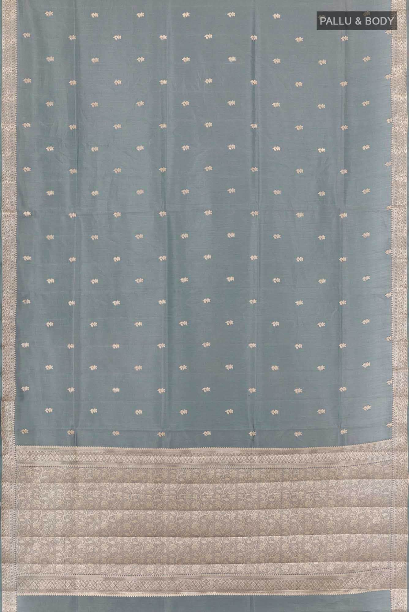 Grey Tussar Silk Saree