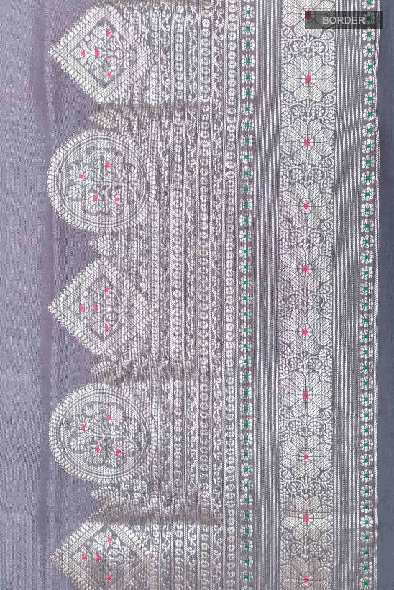 Grey Tussar Silk Saree