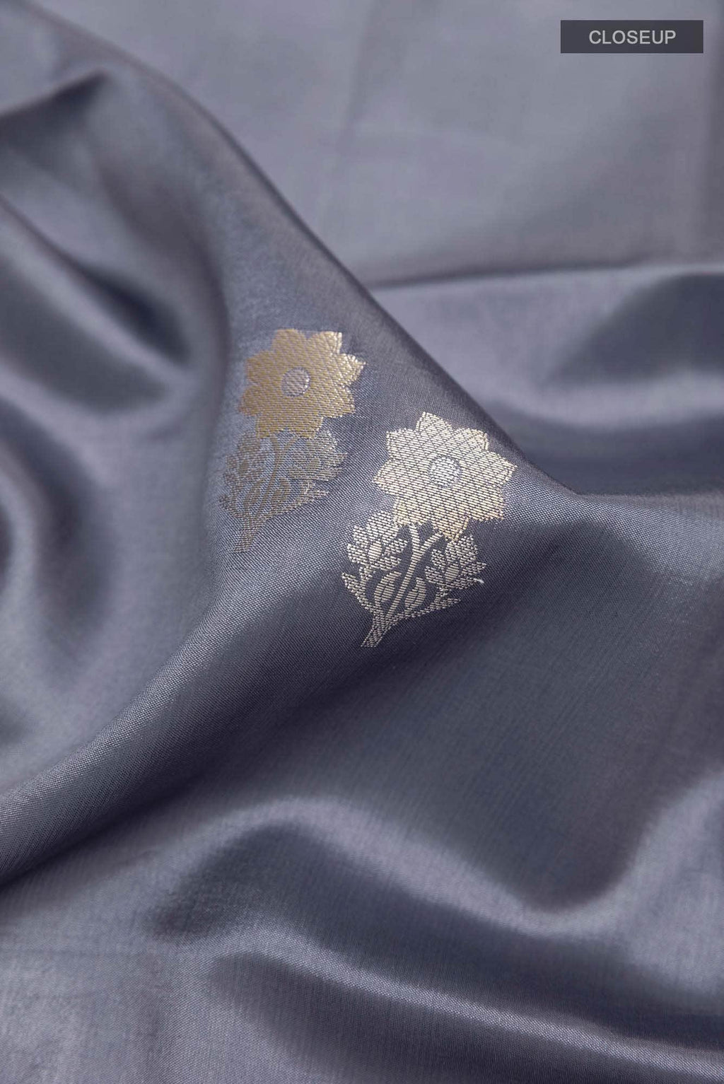 Grey Tussar Silk Saree
